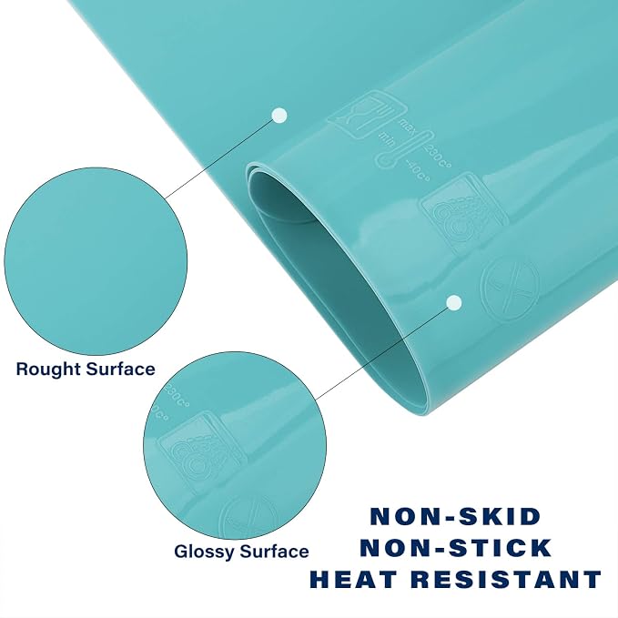 Gartful Extra Large Silicone Mat 23.6 x 15.7 inches, Silicone Crafts Sheets, Jewelry Casting Molds Mat, Desktop Protector, Placemat Pad, Nonstick Nonskid Durable, Set of 2, Black Green