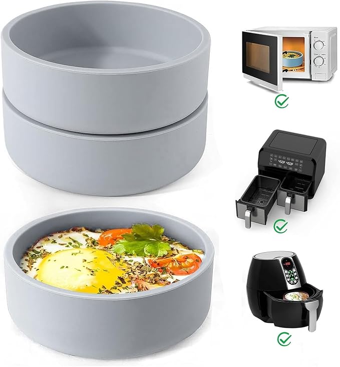 3Pcs ZHYEEDAA Air Fryer Egg Mold,Silicone Egg Molds, Individual Egg Bite Maker Reusable Egg Molds, Microwave Egg Cooker, BPA Free, Dishwasher Safe (Round2)