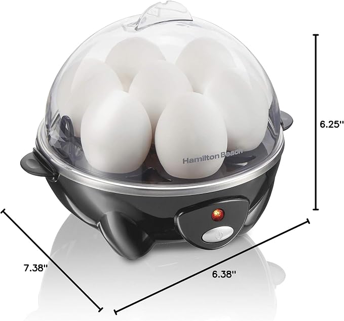 Hamilton Beach 3-in-1 Electric Egg Cooker for Hard Boiled Eggs, Poacher Eggs, Omelet Maker & Vegetable Steamer, Holds 7, Black (25507)