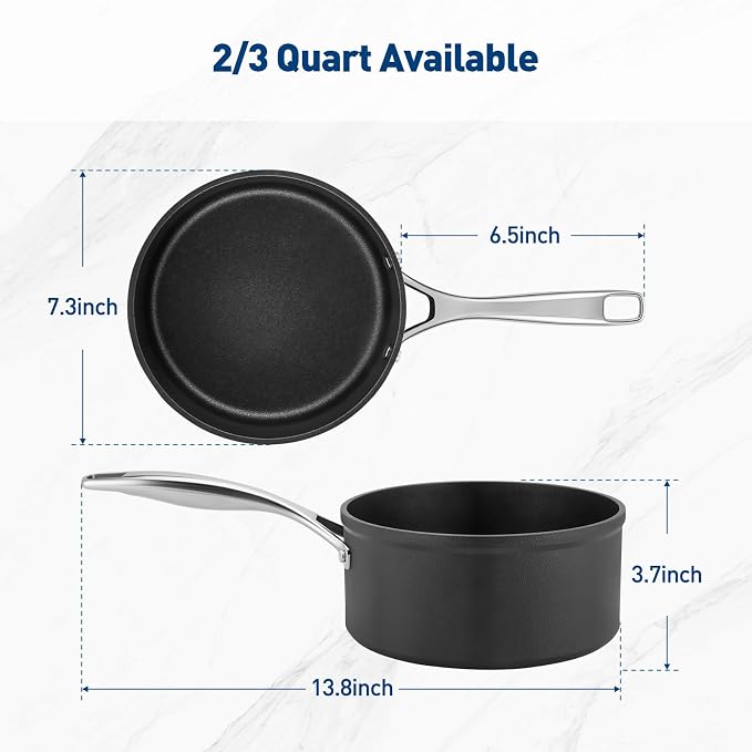 Duxtop Pro Hard Anodized Nonstick Sauce Pan with Lid 2 Quart | Induction Cooking Pot, Nonstick Coating Supports Easy Cleanup, Dishwasher & Oven Safe