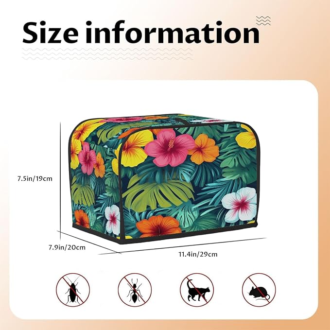 2 Slice Toaster Cover Tropical Plam Flower Toaster Covers Two Slice Wide Slot Waterproof and Dustproof Covers for Wide Slot Toasters and Small Appliances Kitchen Decor Gifts