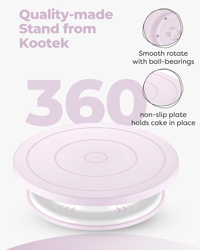 Kootek 71 Cake Decorating Kit Baking Supplies Tools for Beginners & Pros | Cake Stand Turntable, Icing Piping Tips, Disposable Reusable Pastry Bag, Spatulas, Video Tutorial, Pattern Chart