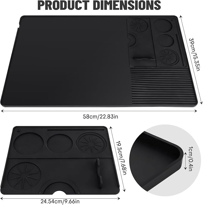 Silicone Coffee Mat Compatible with Ninja Luxe Espresso Coffee Machine ES601/ES701 & Most Home Espresso Machines - 23"x15" Anti-Slip Heat-Resistant - Maker Bar | Tamping Mat (2-in-1)