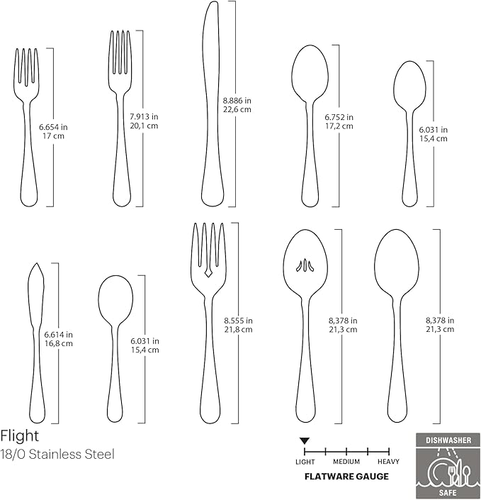 Oneida Flight 45-Piece 18/0 Silverware Set for 8, Flatware | mirror finish, dishwasher safe | includes serving spoons and utensil set | cutlery set, wedding silverware