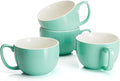 Teocera 16oz Large Coffee Mugs Set of 4 - Thick Mint Green Porcelain Cups for Cappuccino, Latte, Tea & Hot Chocolate - Dishwasher Safe Ceramic with Comfort Grip Handles
