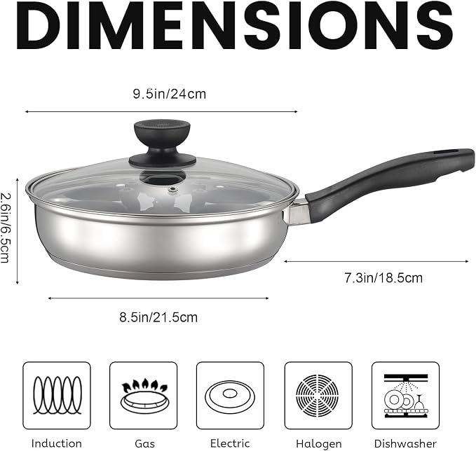 MARSKITOP Egg Poacher, Stainless Steel Poached Eggs Cooker, PFOA Free | 6 Large Nonstick Poached Egg Cups, Cool Touch Handle, Compatible with All Cooktops