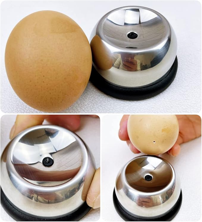 Stainless Steel Egg Piercer, Egg Hole Puncher, Heavy Duty Egg Poker with Sturdy Base and Sharp Pin to Get Good Hard Boiled Eggs, Easy Egg Peeler Great Christmas Gifts, 2 Pack