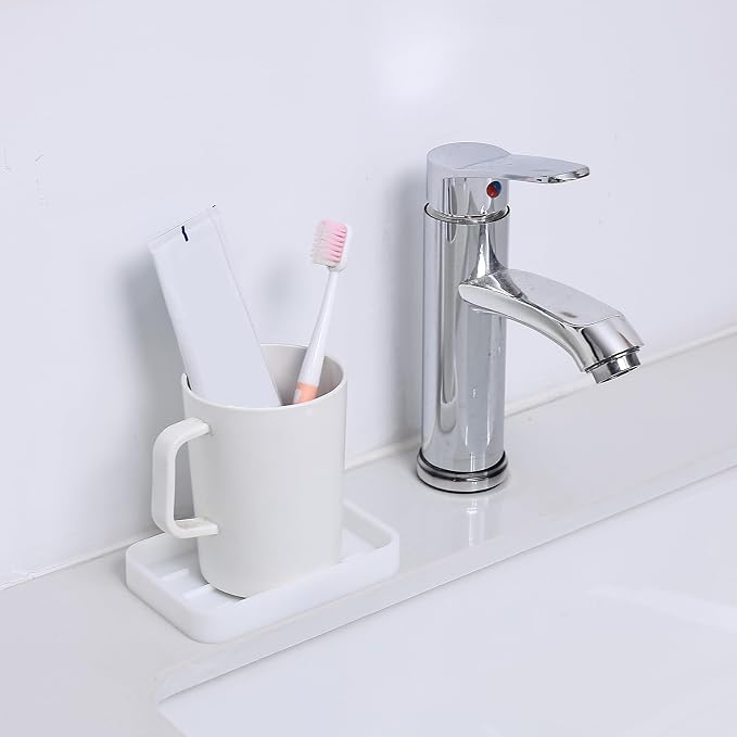 MicoYang Silicone Kitchen Sink Organizer Tray for Multiple Usage,Easy Clean Sponges Holder for Kitchen Bathroom Counter or Sink,Dish Soap Dispenser,Scrubber,Bottle,Cup White 4.9”x 3.2”