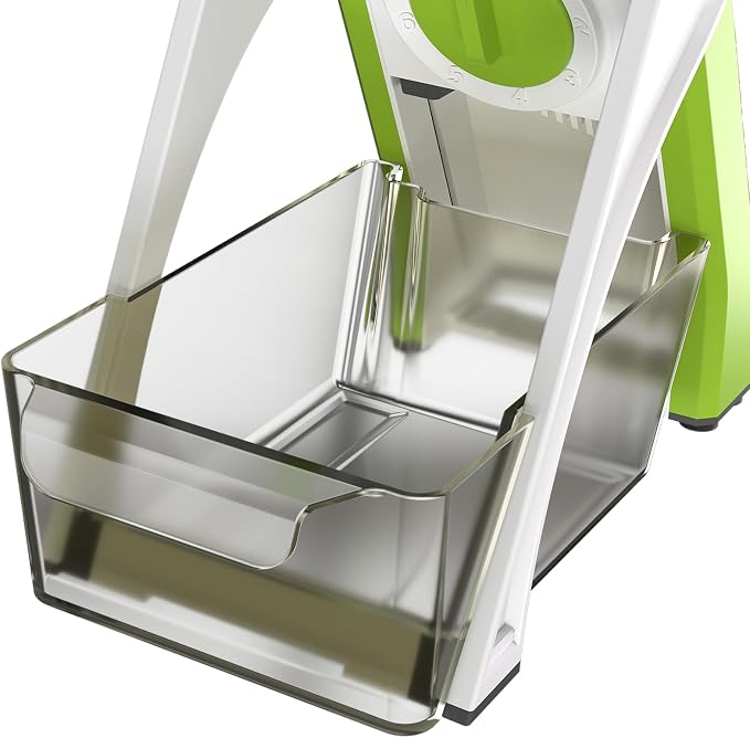 Safe Mandoline Slicer for Kitchen, Vegetable & Food Cutter, Easy to Clean | Safe Mandoline Slicer for Kitchen, Easy to Clean/Storage, Potato Slicing,Strips,Shredding,Dicing,Cleaning brush(Green)