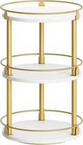 3-Tier Lazy Susan, Rotating Spice Rack, Spinning Organizer, Industrial Turntable Spice Rack for Cabinet, Kitchen Countertop, Pantry, White and Gold SR23DW