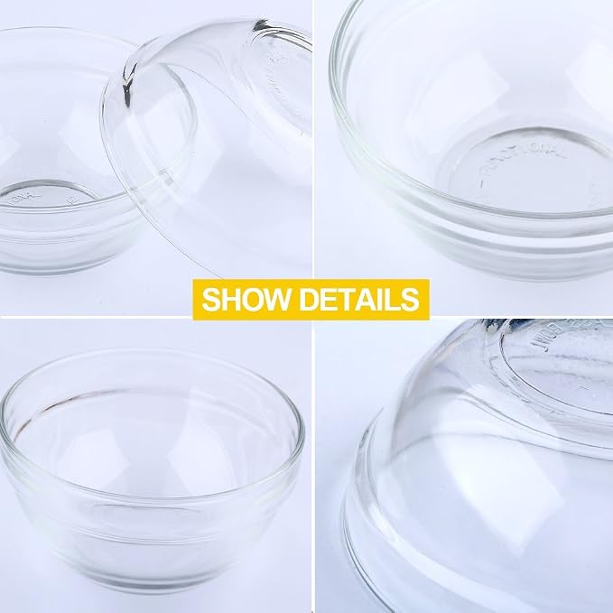 Maredash Mini Bowls 4 Inch Glass Bowls Set of 16 | For Kitchen Prep, Dessert, DipsCandy Dishes,small glass bowls ,prep bowls,pyrex bowls