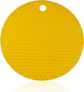 6 Pcs Yellow 6.0 Inch Round Silicone Mat, 0.19 Inch Thick | Non-Slip & Easy to Clean Heat Resistant Tripod Insulation Mat for Kitchens & Pans