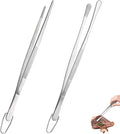U-Taste Kitchen Cooking Tweezers, 18/8 Stainless Steel Tongs Set of 2, 12in | Food-Grade Metal Food Tongs Set, Seamless-Welding, Long Professional Chef Tweezer for Plating Serving Grilling Frying Feeding