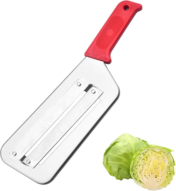 Cabbage Shredder and Cutter for Coleslaw, Manual Cabbage Slicer and Lettuce Shredder, Large Vegetable Mandoline Slicer Knife for Kitchen, Fast Shredding Tool (Red)