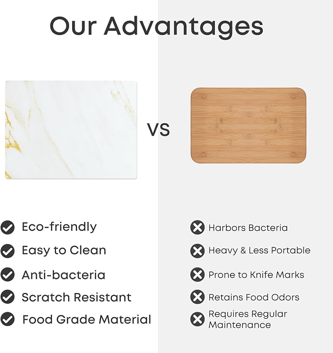 Murrey Home Glass Cutting Board for Kitchen Counter, Tempered Glass Chopping Boards Dishwasher Safe, Small Clear Countertop Tray, Scratch Resistant, Heat Resistant, Non Toxic, Gold Marble, 20"x16"