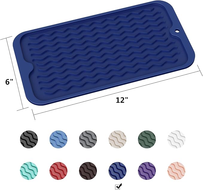 ZLR Silicone Sink Caddy & Sponge Holder, 6"x12", Midnight Blue | Sink Organizer for Soap, Sponge & Brush, Doubles as Bathroom Vanity Tray, Raised Lip, Non-Slip Food-Grade Silicone