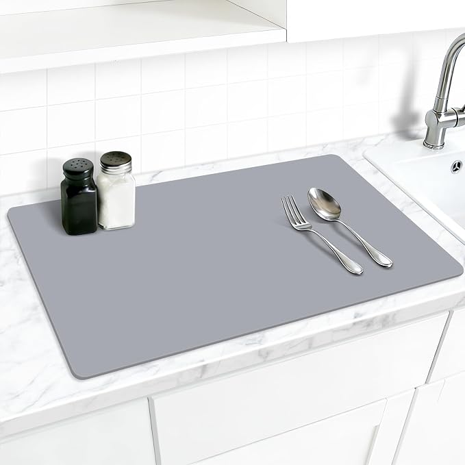 Silicone Mat for Kitchen Counter, 27.5" x 16.5" x 0.08", Dark Gray | Heat Resistant, Nonslip, Multipurpose Countertop Protector, Shipped Rolled Up