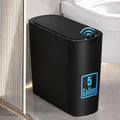 TIPGO 5 Gallon Automatic Bathroom Trash Can with Lid, Black, Touchless | Motion Sensor, Slim Smart Garbage Bin, Plastic Wastebasket, Battery Operated, Manual Button, for Bedroom, Office, RV