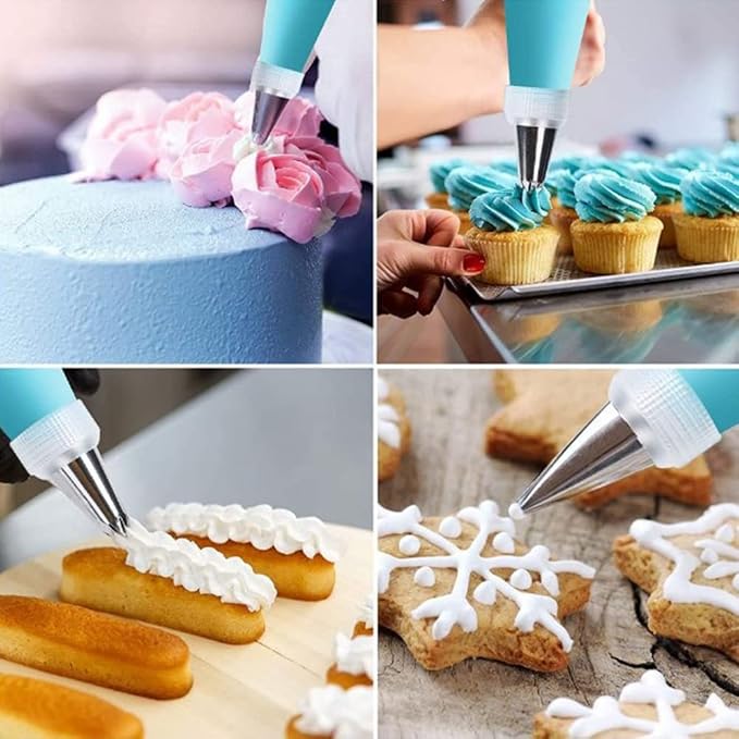 16 inch Silicone Pastry Bags 6-Pack Reusable Icing Piping Bags Cake Decorating Bags Baking Cookie Cake Decoration Bonus 6 Icing Couplers for Standard Tips