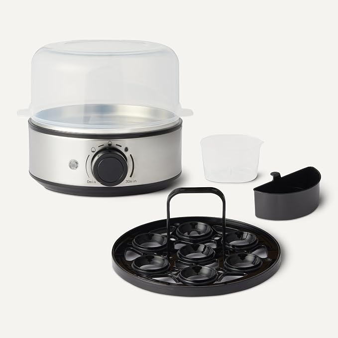 Amazon Basics Electric Egg Cooker for Hard-Boiled Eggs with Auto Shutoff, Dishwasher-Safe Parts, 7-Egg Capacity, BPA Free, Black