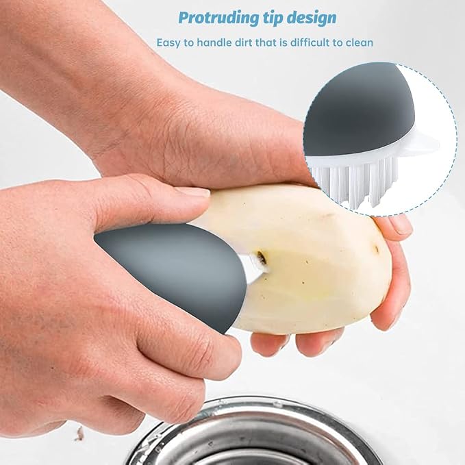 2pcs Vegetable Brush w/Dots Remover - Potato Scrubber Brush | Soft and Stiff Bristles,Fruit and Veggie Brushes for Cleaning Food, Corn Silk,for Carrots, Apples, & Mushrooms