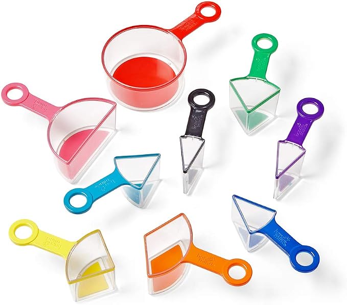 hand2mind Rainbow Fraction Measuring Cups, Kids Montessori Kitchen Tools, Toddler Cooking Tools, Sensory Table Materials, Fraction Manipulatives, Homeschooling Supplies, Easter Baking (Set of 9)