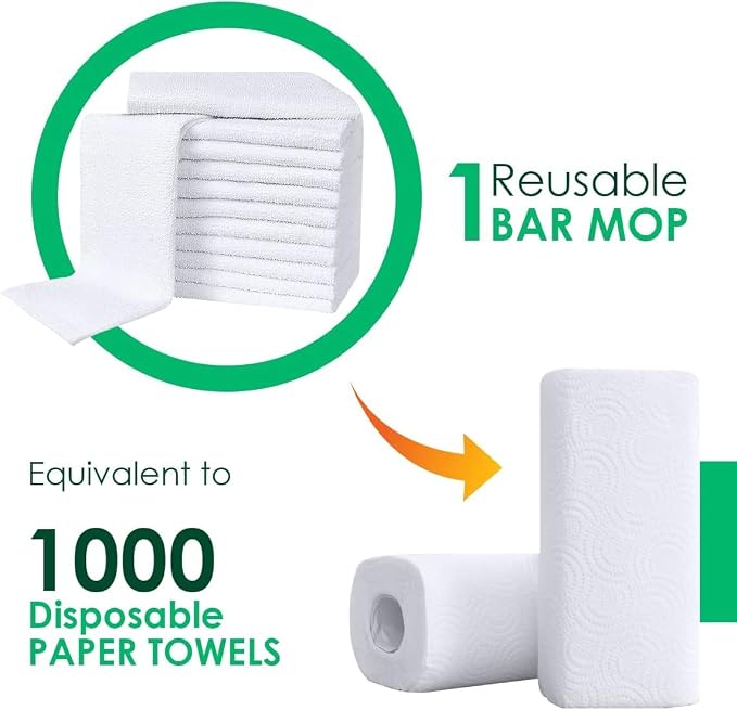 Avalon Towels Terry Bar Mop Towels (Value Pack of 144) Size 14"x17" – Absorbent and Durable, Multipurpose Cleaning Rags, Cotton Cleaning Cloths, Terry Cloth Rags, Reusable Shop Rag (White)