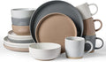 Famiware Milkyway 16-Piece Dinnerware Set with Mugs, Multi-color | Stoneware Plates and Bowls for 4, Dishes Set for Everyday/Formal Use, Microwave/Dishwasher Safe, Chip/Scratch Resistant