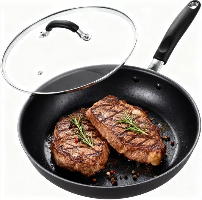 10.25 Inch Tempered Glass Lid for Lodge 10.25" Cast Iron Skillets & 5QT Dutch Ovens -Stainless Steel Handle and Rim (10.25 INCH LID)