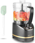 La Reveuse 2 Cup Mini Food Processor, Electric Chopper Small, Metallic Grey | for Mincing, Chopping, Grinding, Blending, Puree, 2 Pulse Speeds, Dishwasher Safe, (1) Spatula Included, 200 Watts, LARB1814B