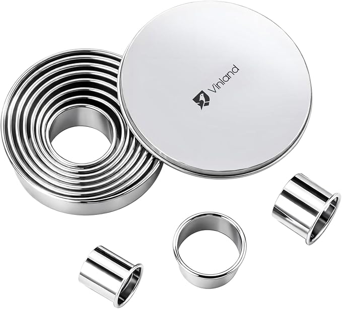 12 Pcs 304 Stainless Steel Biscuit Cutter Set - Round Cookie Cutters for Baking (1/2/3/4/5'') with Storage Box, Dough Pastry Cake Circle Cutting Ring Molds, Non-Rust, Dishwasher Safe & 1.5‘’ High