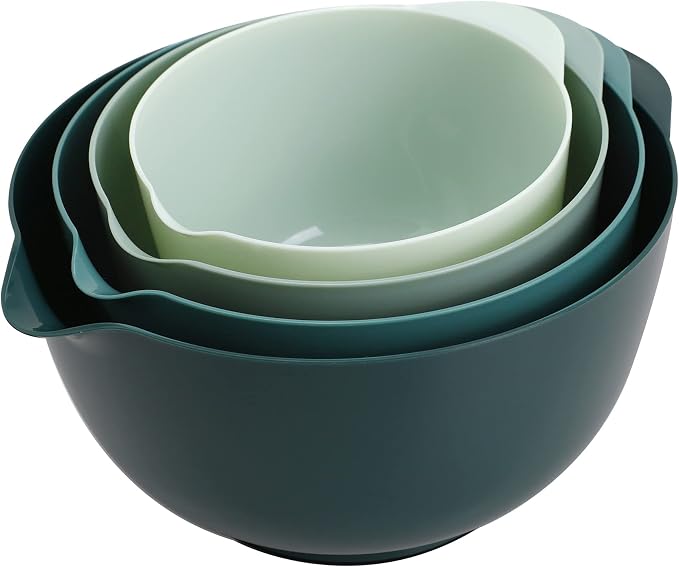 BoxedHome Plastic Mixing Bowl Set of 4, BPA free | 4.5,3.5,2.5 & 1.7qt, Microwave Safe