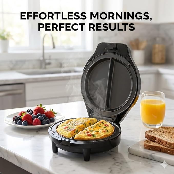 Dual-Zone Electric Omelette Maker,Omelette Maker Electric,1000w Rapid Double-Sided Egg Cooker With Non-Stick Plates，Anti-Silp Base Anti-Scald Handle Cool-Touch Handle for Home,Dorm&Travel