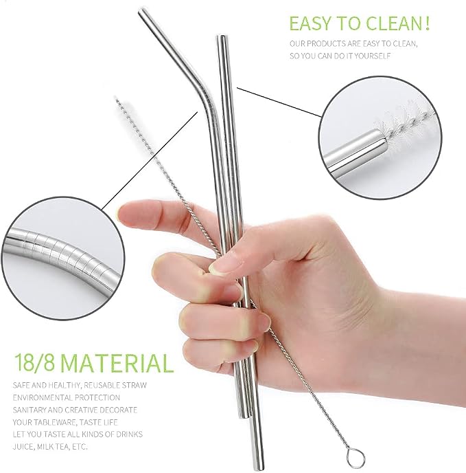 Portable Reusable Travel Utensils Silverware with Case,Camping Cutlery set,Chopsticks and Straw, Flatware Cutlery Set with Case, Stainless steel Travel Utensil set Top (Silver)
