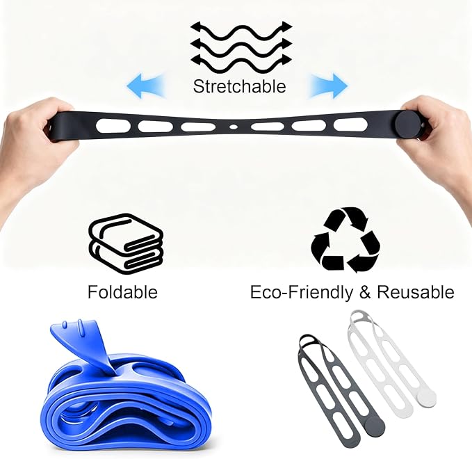 4 Pack Lid Latch for Pots, Reusable Silicone Crock Pot Lid Strap, Adjustable Lid Latch for Slow Cooker, Pot Lid Holder, Food Grade Stretch Tie for Travel, Transport and Storage