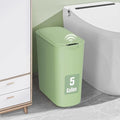 Cesun 5 Gallon Automatic Bathroom Trash Can with Lid, Green, Touchless | Motion Sensor, Slim, Small Smart Garbage Bin, Plastic, Battery Operated, Manual Button, for Office/RV/Bedroom/Living Room
