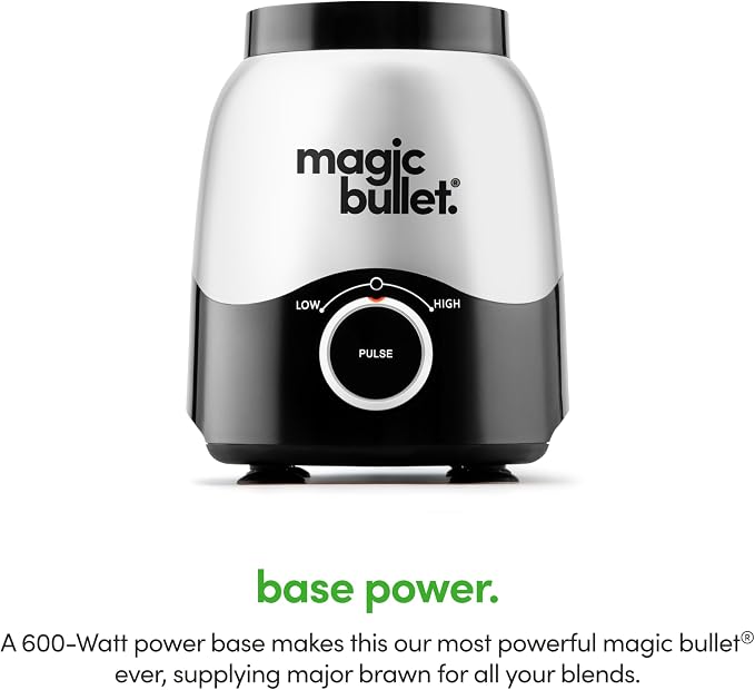 magic bullet Combo Blender, 600W, 48oz Pitcher, 16oz Cup with To-Go Lid, Easy Cleaning, Cross Blade, for Smoothies, Sauces, Shakes, Salsa, Hot Blends, Silver, MBF50200