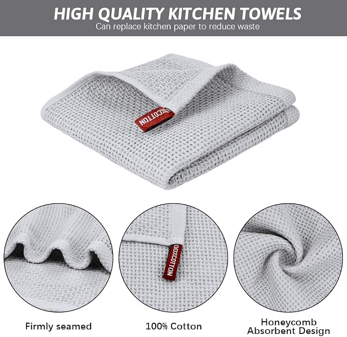 Nialnant 6 Pack Dish Rags, 100% Cotton, 12x12 Inch | Quick Drying Kitchen Dish Cloths for Washing Dishes, Soft and Absorbent Cleaning Rags