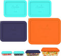 SOPHICO Rectangle Silicone Lids Replacement for Pyrex Glass Bowls 4 Pack | 3 cup lid X 2, 6 cup lid X 1, 11 cup lids X 1