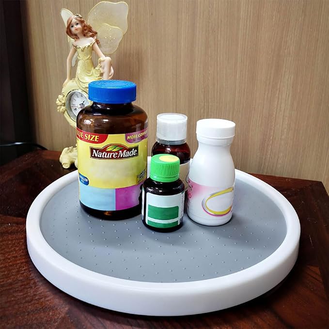 10 Inches Lazy Susan Turntable, Pantry Organizers and Storage Spice Rack Can Organizer for Kitchen Cabinet Fridge, Decorative Tray for Fruit, Corner Cabinet Pantry Bathroom Cosmetic Farmhouse