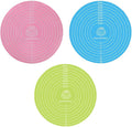 3 Pcs Silicone Cake Mats, 12 Inch Round Silicone Baking Mat with Measurements Reusable Non-Stick Non-Slip Heat Resistant Cookie Mat for Cake Turntable Pizza Dough Pastry Rolling (Pink, Blue, Green)