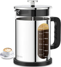 QUQIYSO French Press Coffee Maker 51oz, Stainless Steel Large French Press | Borosilicate Glass Coffee Maker,4 Filter,Coffee Press,Easy to Clean,Perfect for Party Kitchen Camping Travel Gifts(Silver)