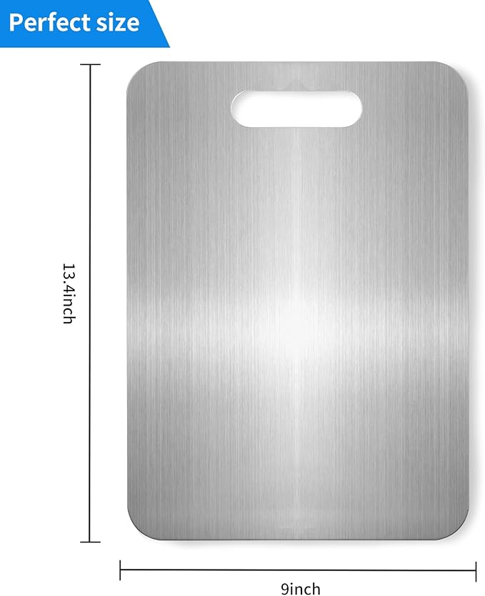 Titanium Cutting Boards for Kitchen, Food Grade 304 Stainless Steel Cutting Board Set for Meat Fruit and Vegetable (13.4 * 9 Inch)