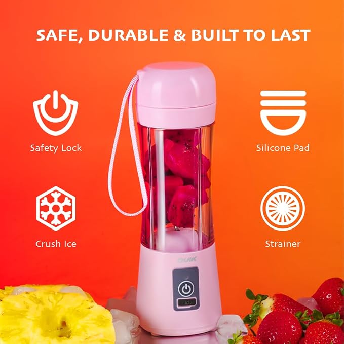 Portable Blender - Cordless 13oz. Personal Blender for Shakes and Smoothies, Licuadora, BPA Free, USB-C Rechargeable, Mini juicer for Travel, Leakproof, Juicer Cup, Ice Crush (Gray)
