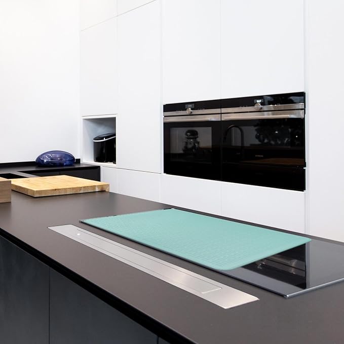 YUHFERA Stove Top Cover for Electric Stove - Silicone Stove Mat for Glass Top, Glass Cooktop Protector, XL Dish Drying Mats for Kitchen,Oven Covers for Electric Stove (Aqua,30 x 21)