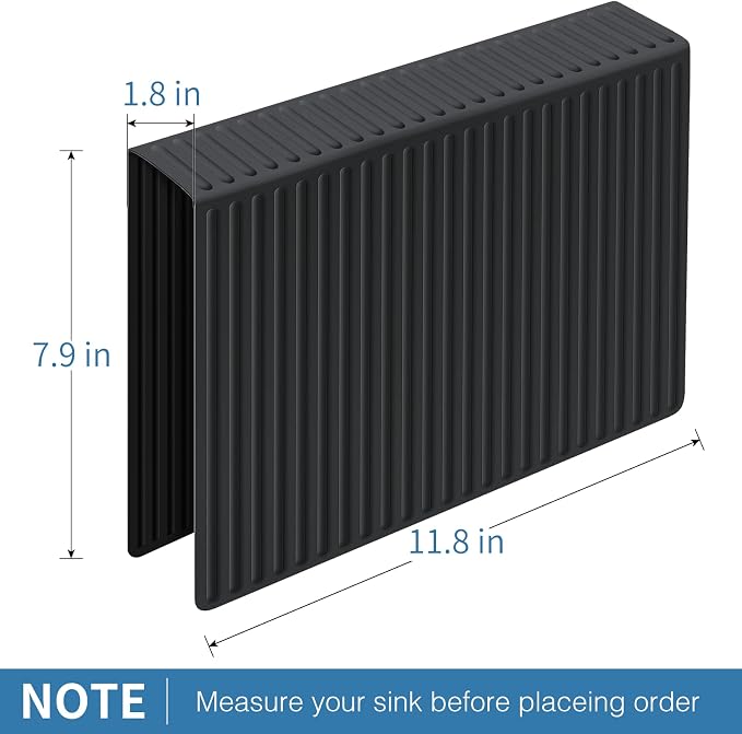 Bligli Silicone Sink Saddle, Large and Durable Sink Divider Mat with No Suction Cups, Kitchen Divided Sink Protector Mat for Glassware Dishes, Easy to Clean and No Smell, 11.8" x 18" (Black)