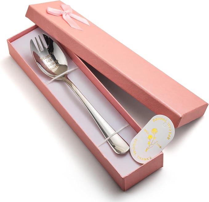 Alata Spork Gift for Mom, 1-Pack Food-grade Stainless Steel Spork, 5.7 Inches Salad Forks For Dessert, Ice Cream, Salad, Soup, Noodle, Spaghetti, Dishwasher Safe
