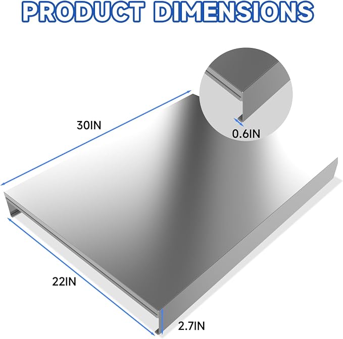 Stainless Steel Gas Stove Top Cover, Multi-functional Noodle Board, Cooktop Cover for Expanding Kitchen Space, Robust and Durable, 30"Wx 22"Dx2.67"H, Silver