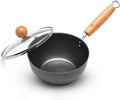 Small Carbon Steel Wok with Lid, 7-Inch 1.5QT Flat Bottom Pan | Uncoated mini wok for ramen, soup and eggs; induction-ready flat bottom design sized for 1-2 servings and everyday meal prep.