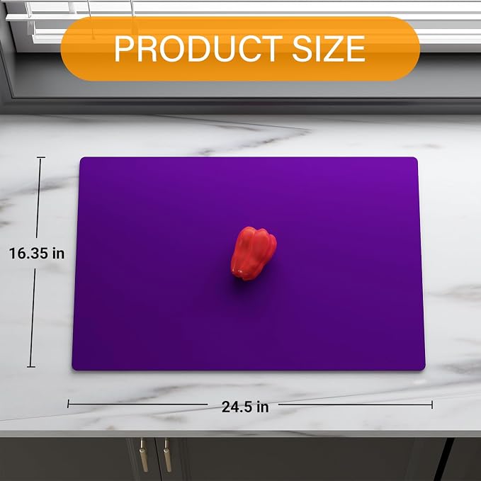 2-Pack Silicone Counter Mats 24”x16”, Purple | 1.5mm thick silicone counter protector, heat resistant & non-slip. Works for air fryer, hot pots, pans and coffee maker.